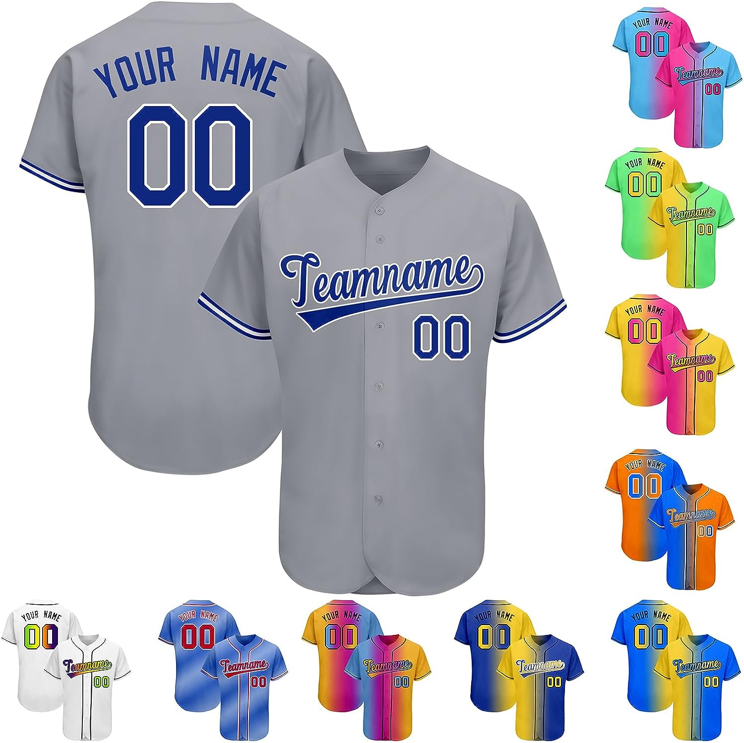  Custom Split Baseball Jersey Button Down Shirt Sports  Personalized Stitched Name Number for Men/Women/Boy : Sports & Outdoors