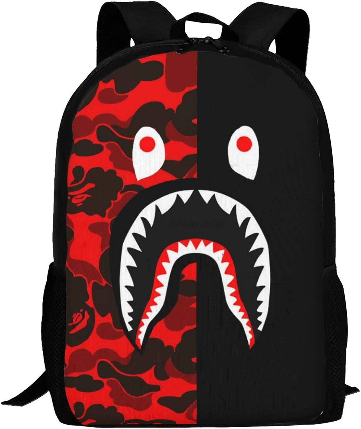  AIRPO Cartoon Shark Teeth Backpacks Light Pink Camo Large  Capacity Computer Daypack Lightweight Multiple Backpack Travel Shoulders Bag  For Women Men