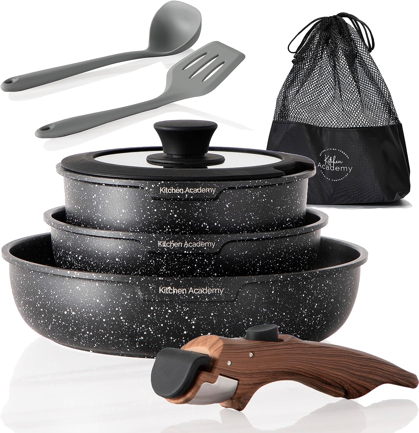 Hausfrau Induction Pots and Pans Set Nonstick, 8pcs Kitchen