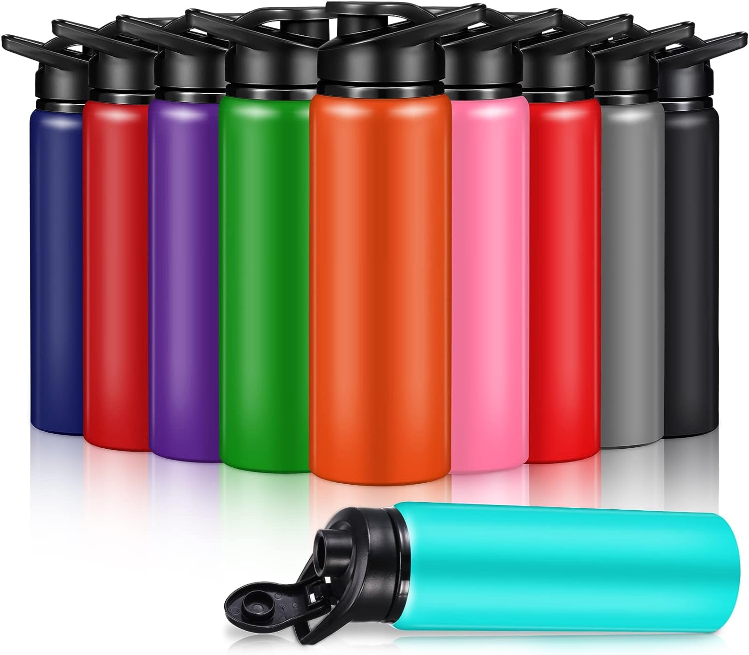 18 Pieces Aluminum Water Bottles Bulk 20 Oz Reusable Lightweight Sport  Multipack