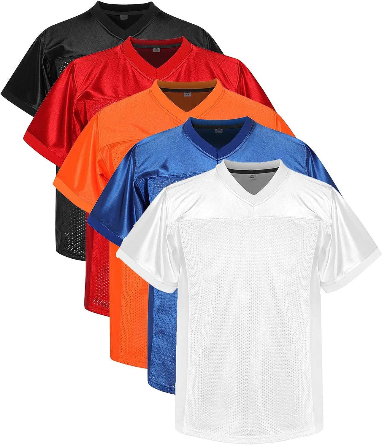 Borolin Youth Blank Football Jersey,Mesh Polyester Plain Football Shirt Pullover Sports Clothing