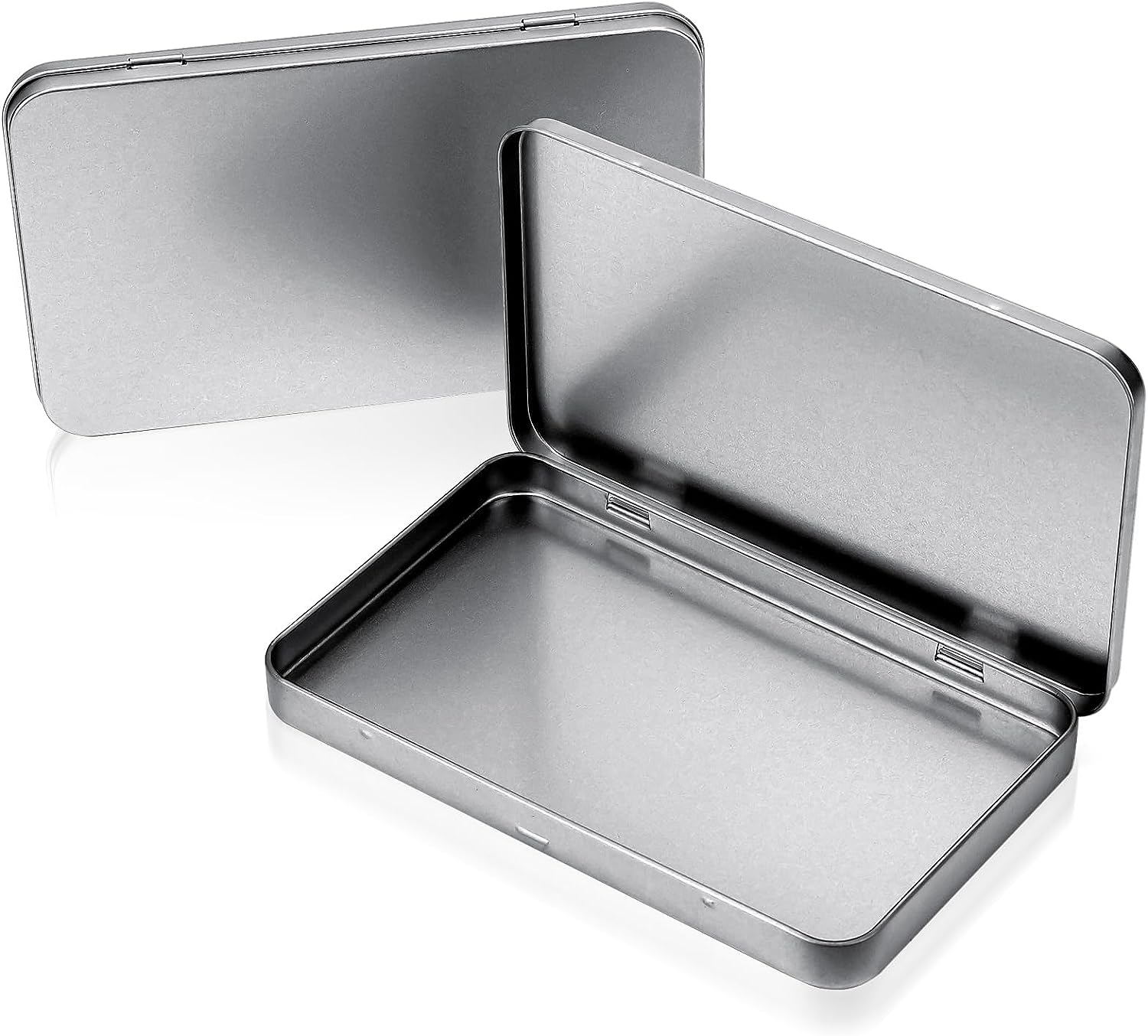 Aybloom Metal Rectangular Empty Hinged Tins - 40 Pack Silver Mini Portable  Box Containers Small Storage Kit