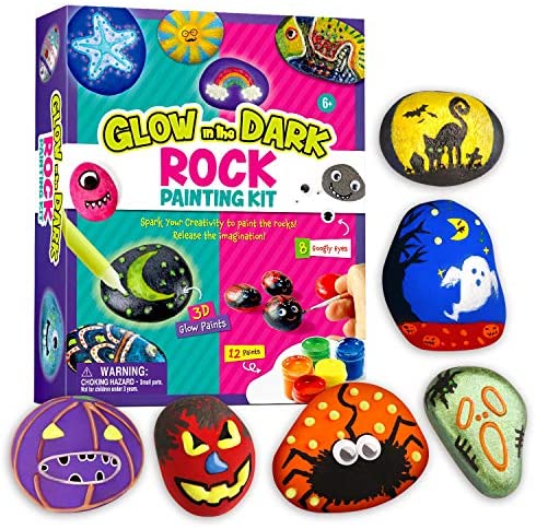 XXTOYS Rock Painting Kit for Kids - Arts and Crafts for Girls & Boys - Glow  in The Dark Rock Painting - Craft Art Kit -Hide and Seek Activities, Great