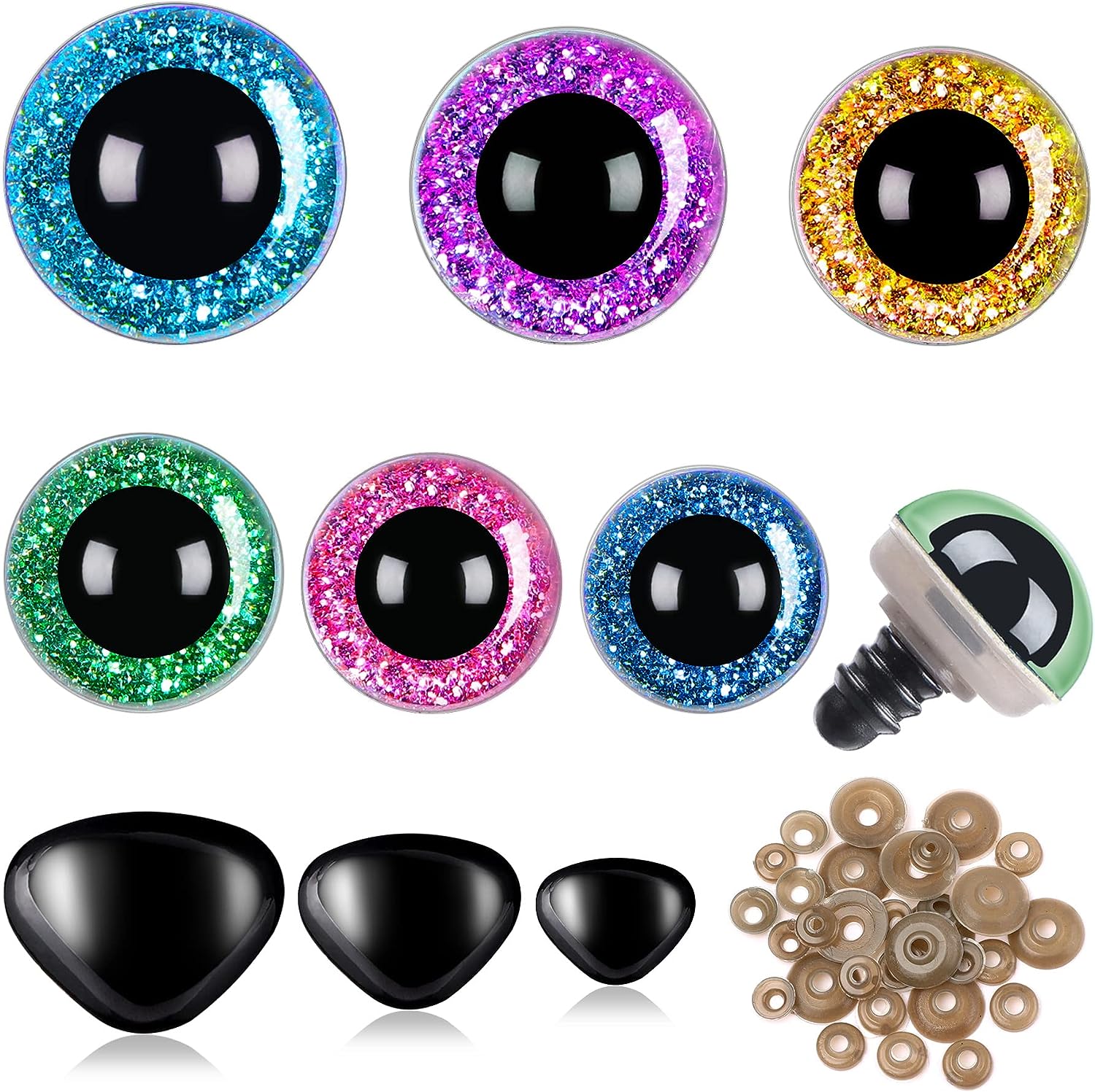 UPINS 500 Pieces 6-12MM Black Plastic Safety Eyes with Washers for Crochet  Animal Crafts Doll Making Supplier Bulk (4 Sizes) A:6-12MM