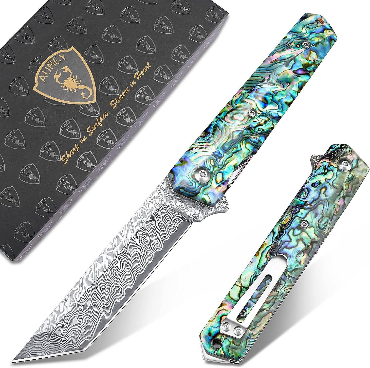 Chikashi (ちかし) Damascus Steel Knife With Abalone Handle