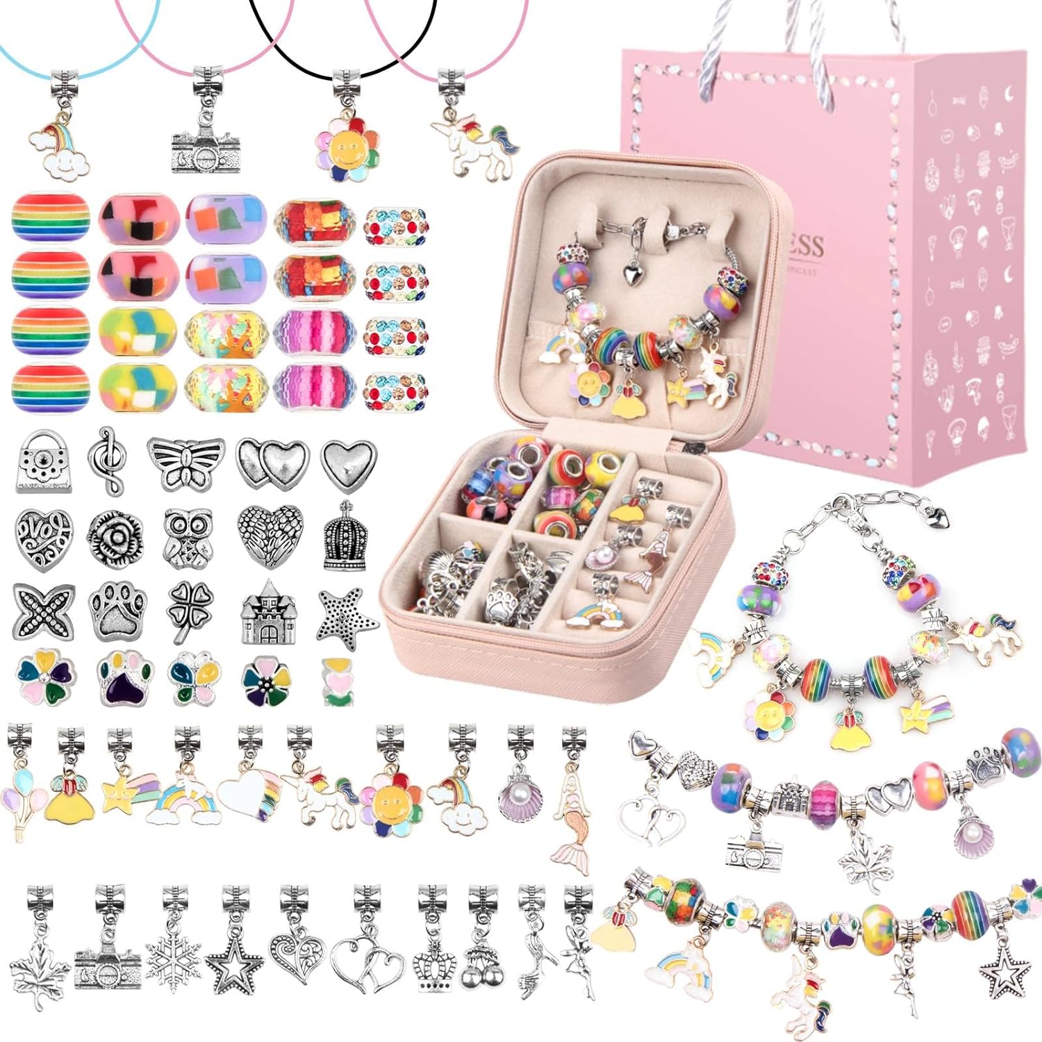 AIPRIDY Charm Bracelet Making Kit,DIY Craft for Girls, Unicorn Mermaid  Crafts Gifts Set for Arts and Crafts for Girls Teens Ages 6-12 (150 Pieces)