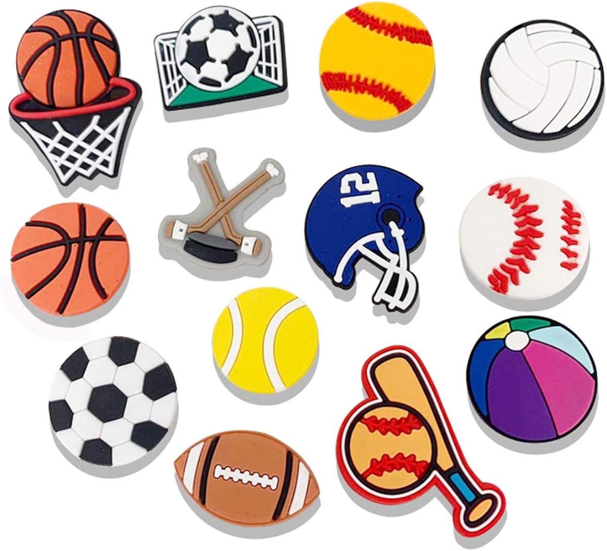  Sports Letters Numbers Charms for Clog Shoe Decoration,  Basketball Baseball Hockey Lacrosse Softball Soccer Football Volleyball  Sneakers Charm Gift for Boys Girls Kids Teens and Adults : Clothing, Shoes  & Jewelry