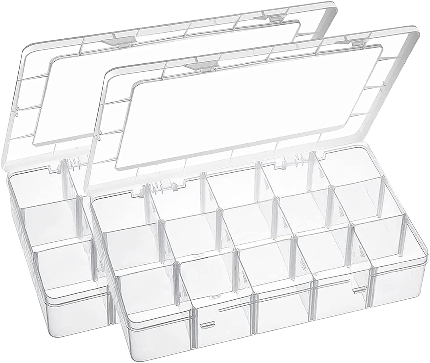 6 Pack 36 Grids Plastic Organizer Box with Dividers - 36 Compartment  Organizer, Clear Tackle Box Organizers and Craft Storage with Removable  Divider