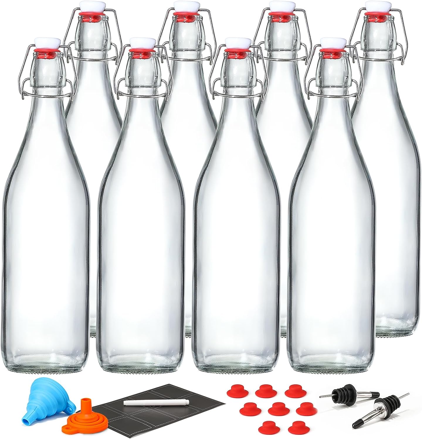  DilaBee Glass Juice Bottles with Lids [12 Pack] Bulk