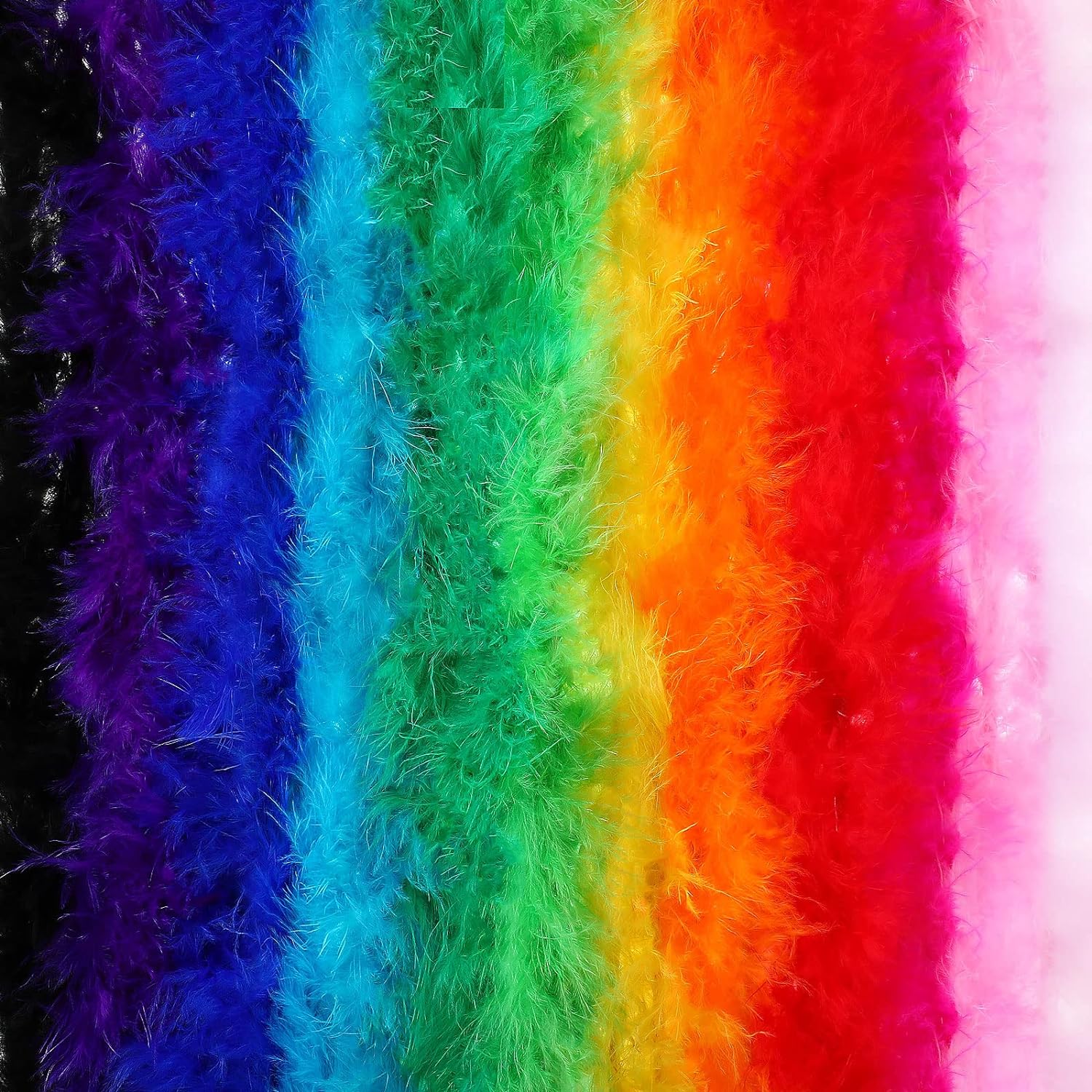 Max Fun 6pcs Colorful Party Feather Boas Bulk for Women Girls 6.56ft for Mardi Gras Party Decorations Costume Dress Up
