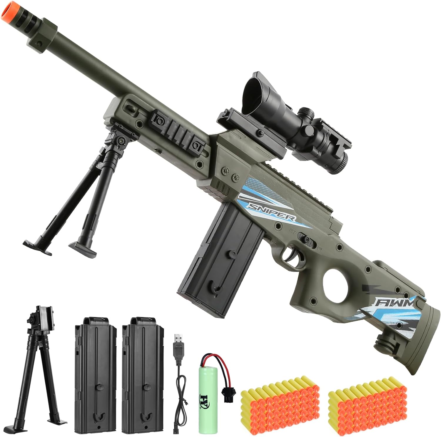 Nerf Guns Electric Toy Guns,Dinosaur Toy Gun,34 Burst Automatic Toys Guns  EVA Soft Bullet Wrist Blasting Soft Bullet Gun 40 Dart Drum Built-in  Rechargeable Battery