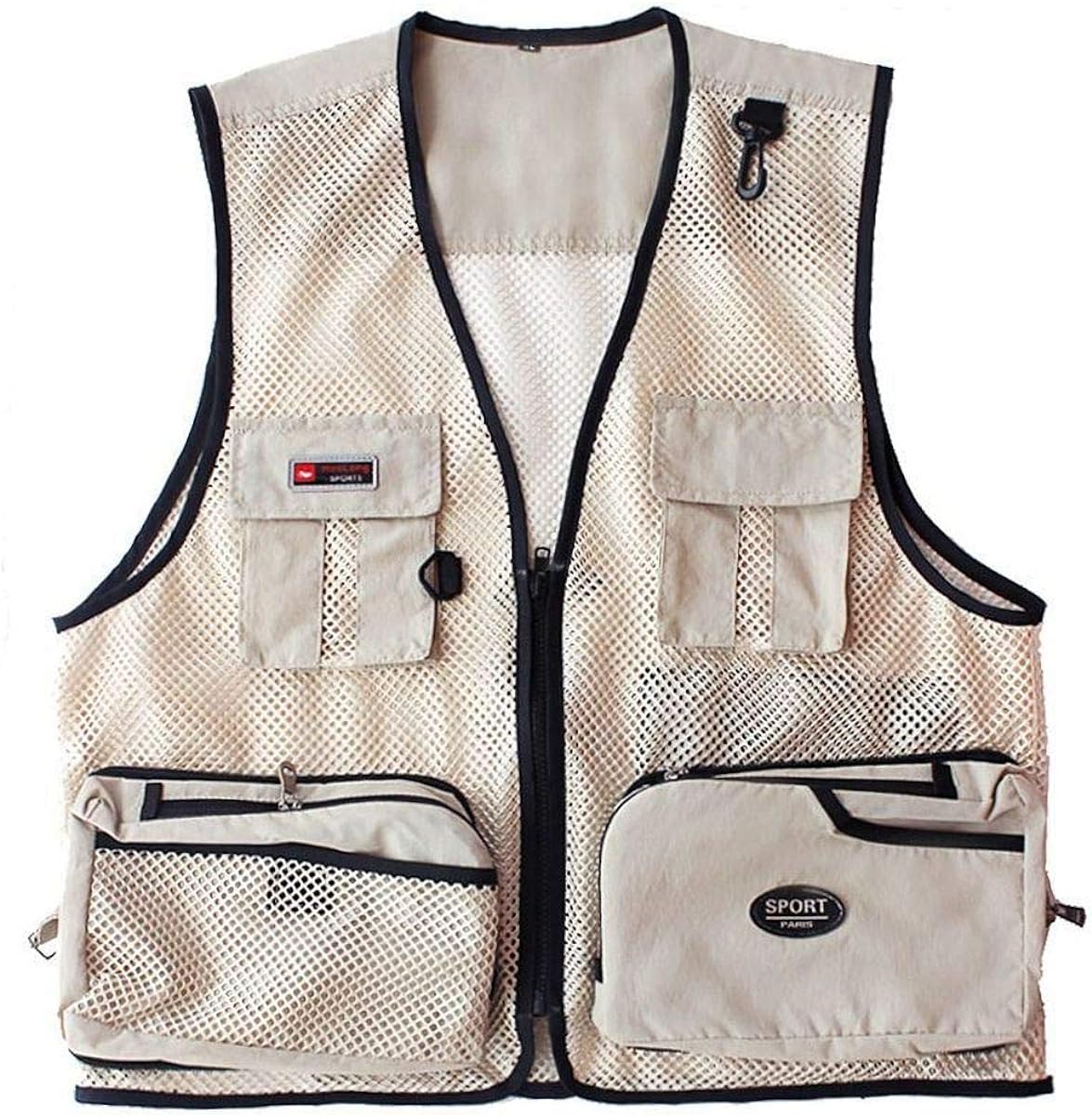 Kedera Men's Mesh Fishing Vest Photography Work Multi-Pockets Outdoors Journalist's Vest Jacket (Army Green, X-Large)