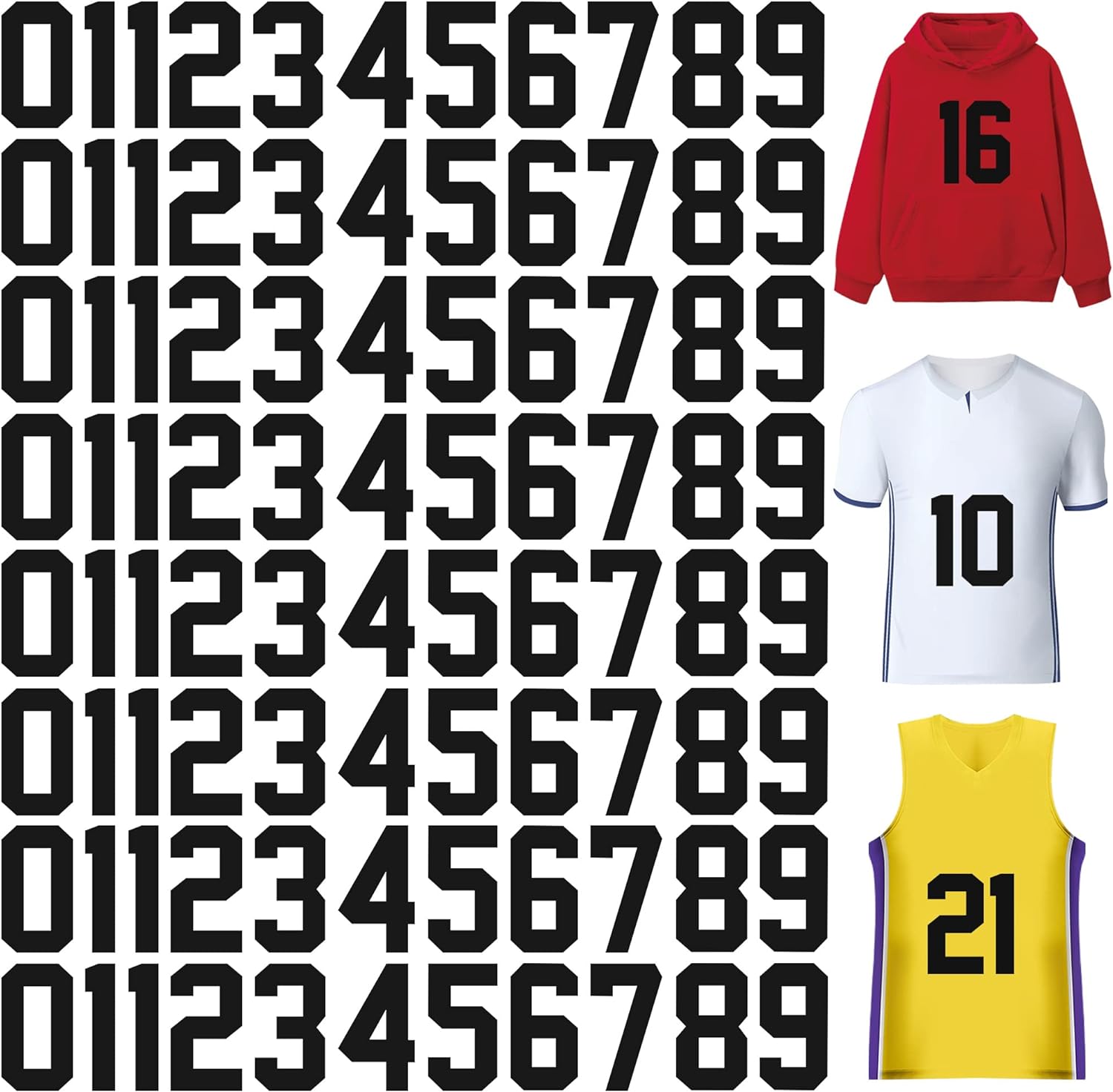 S.E.I. 8-inch Iron-on T-shirt Numbers, Varsity Number Flock Heat