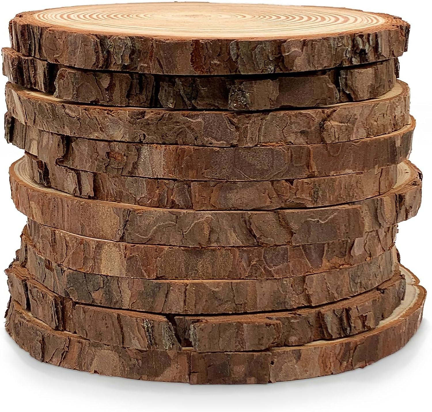 5Pcs Wood Slices 9-10 Inch Unfinished Natural with Tree Barks Diameter  Large Cir
