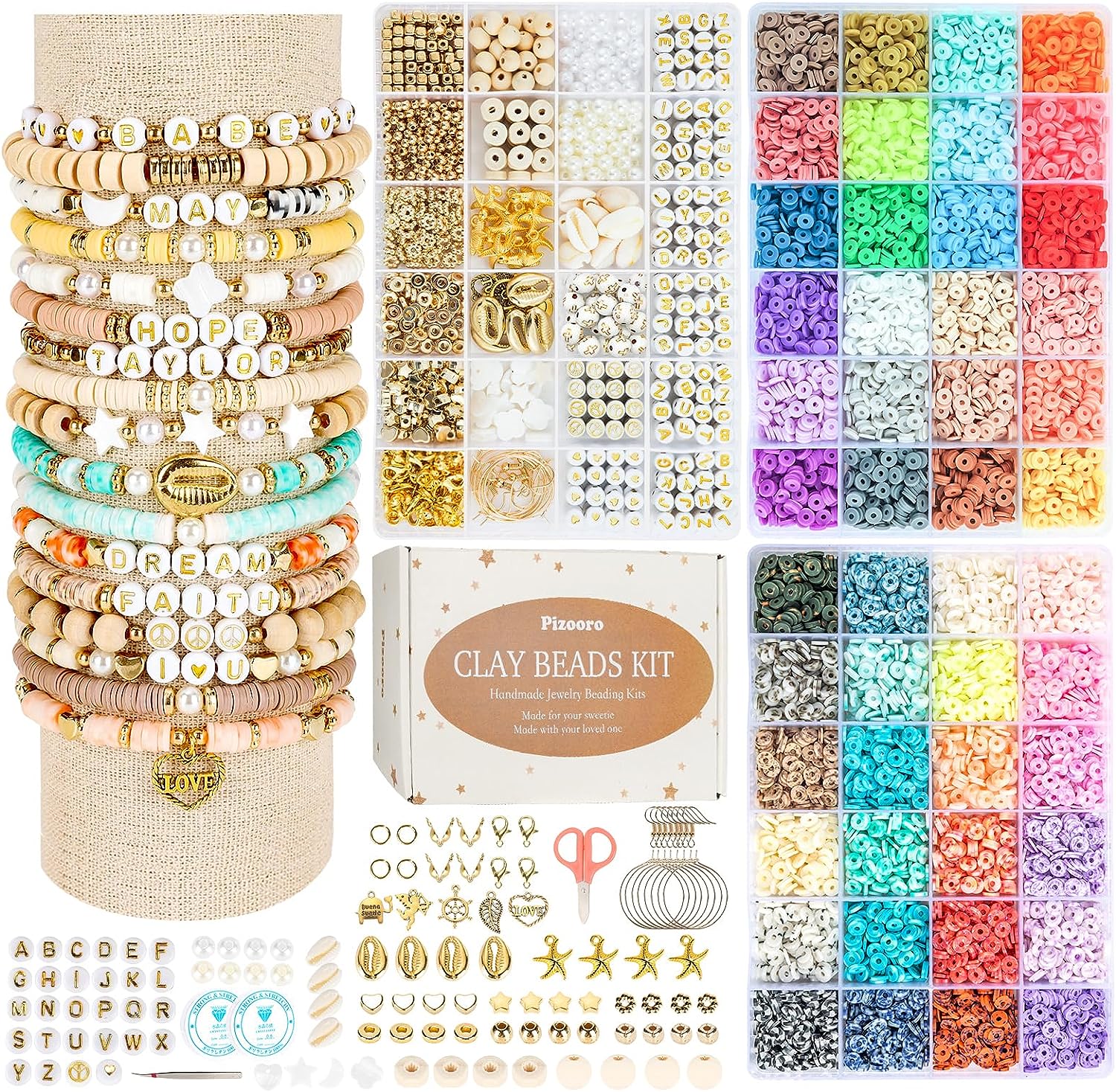 14,000Pcs Clay Beads Friendship Bracelet Making Kit, 48 Colors 3 Boxes with  Brac