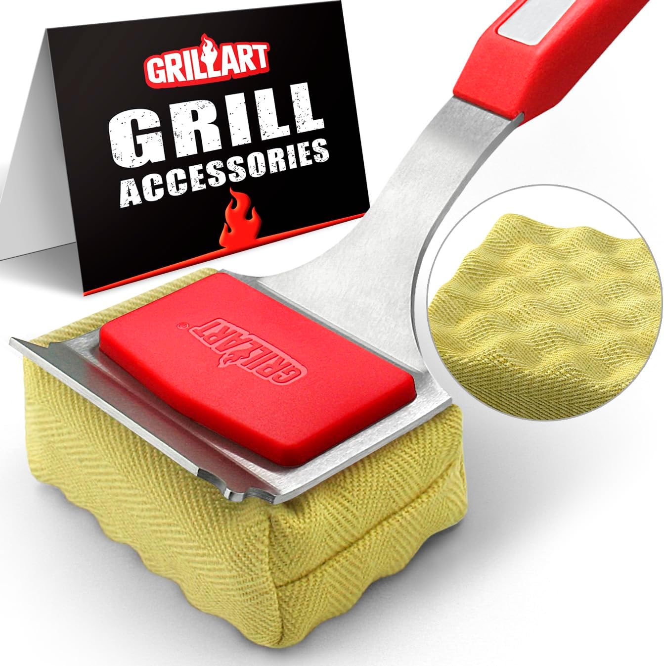 Grillart Grill Brush and Scraper with Deluxe Handle - Safe