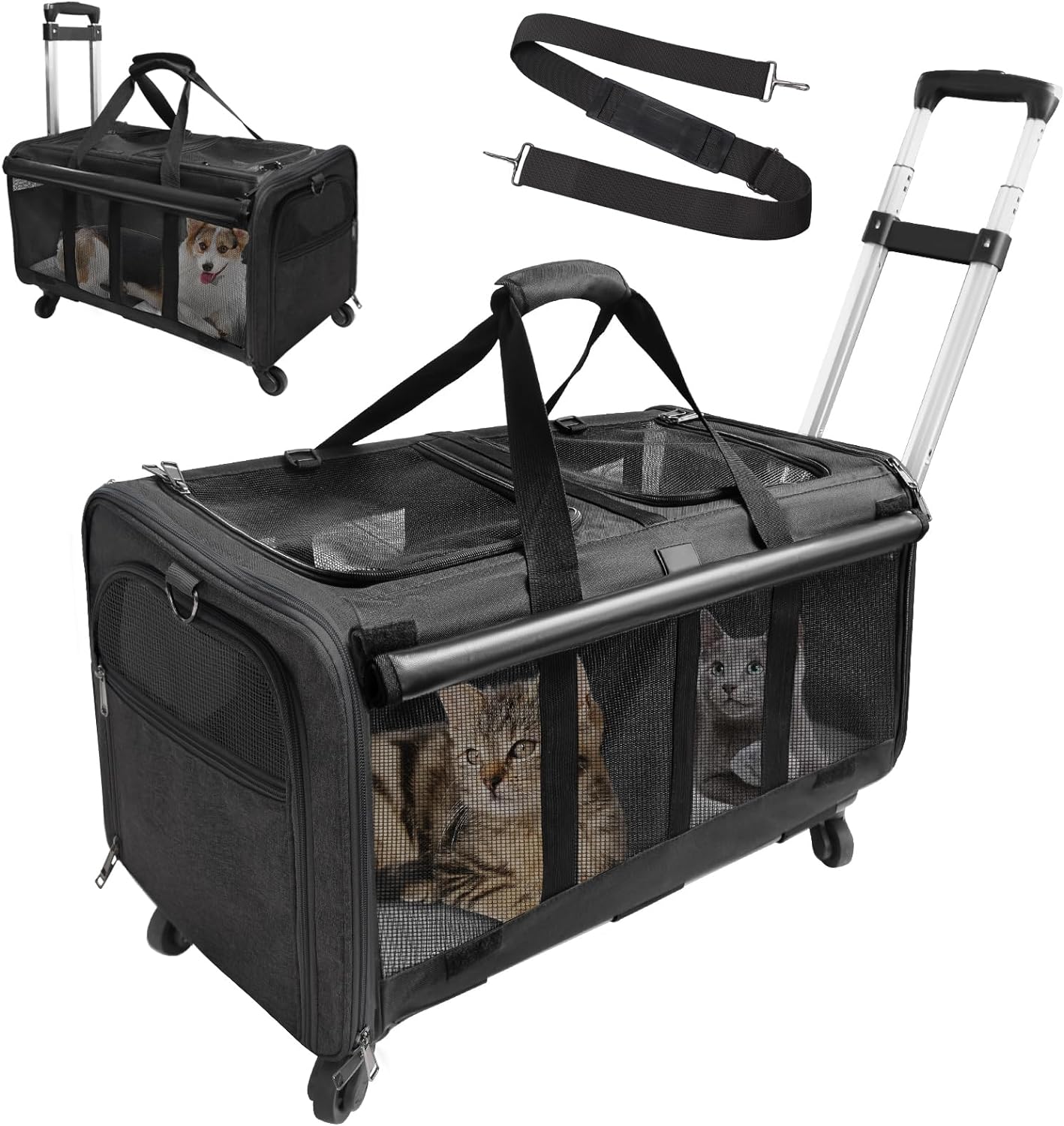 Portable Pet Bag Double Deck Foldable Airline Bag For Two Pets,  Double-compartment Pet Carrier Backpack For Small Cats And Dogs, Cat Travel  Carrier For 2 Cats, Perfect For Traveling/hiking/camping - Temu