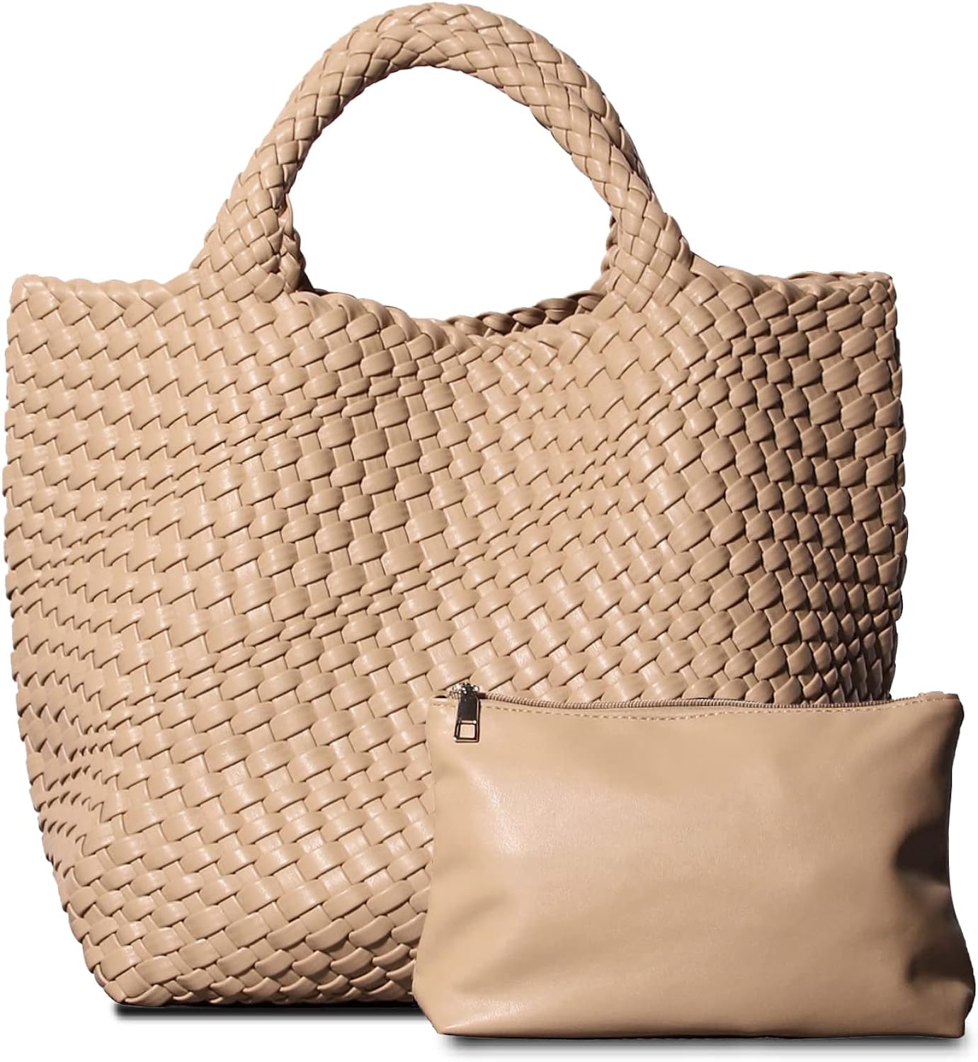 Queenoris Fashion Woven Purse for Women Top-Handle Shoulder Bag Soft Summer Hobo Tote Bag