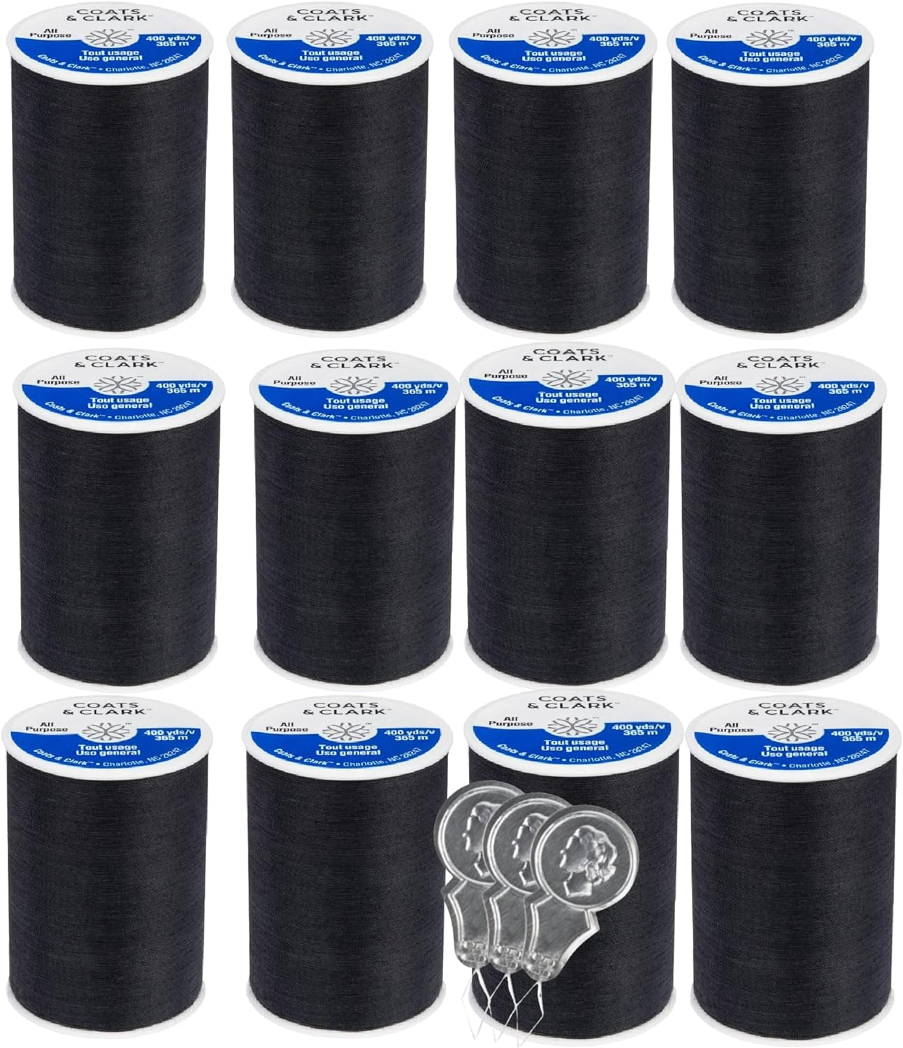 COATS Dual Duty All-Purpose Thread, 400 Yards/1 Spool of Yarn, Black