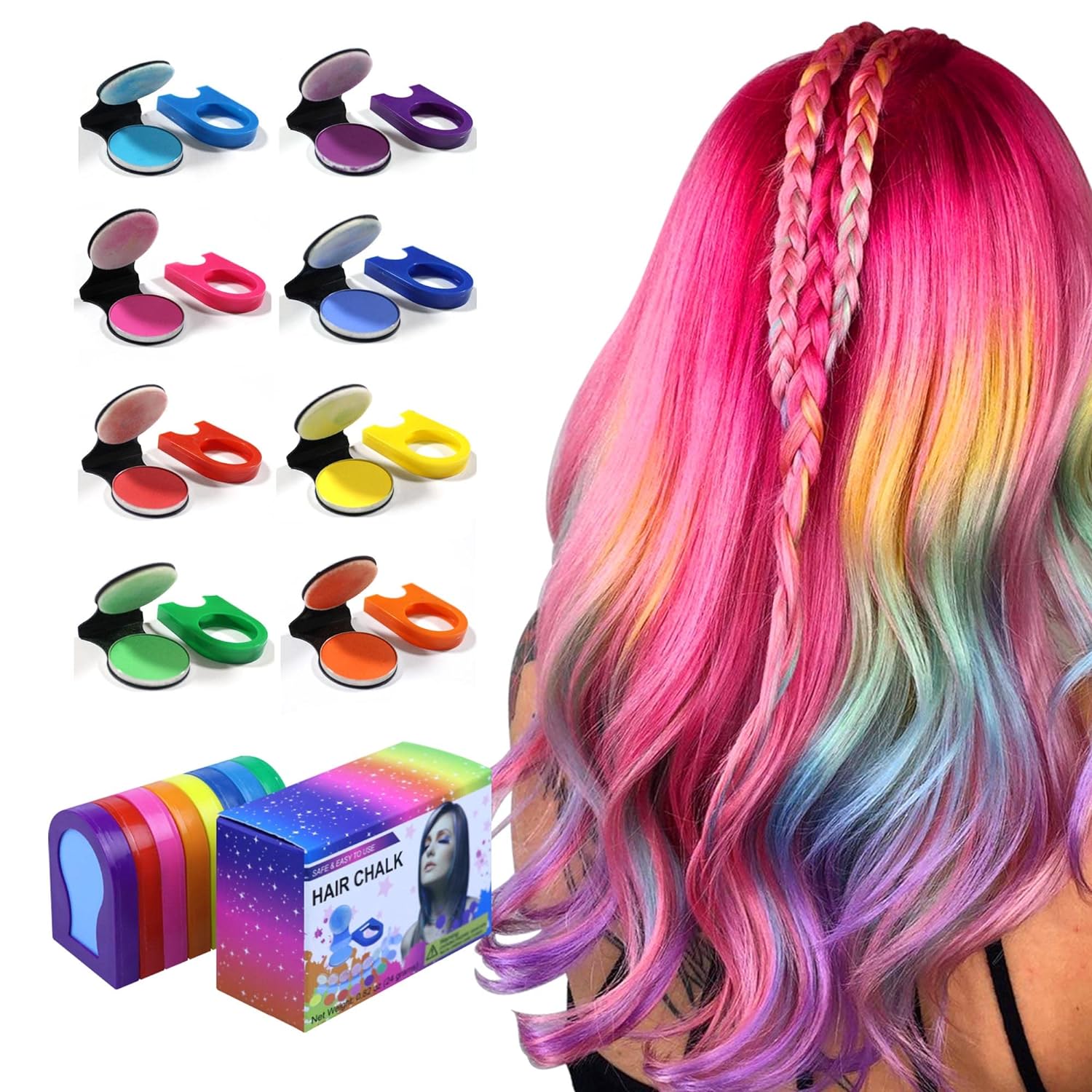 Jim&Gloria Dustless Hair Chalk Gifts For Girls, Temporary Color