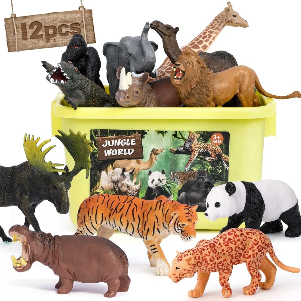 Jumbo African Jungle Animals Figures Toys, Large Realistic Plastic