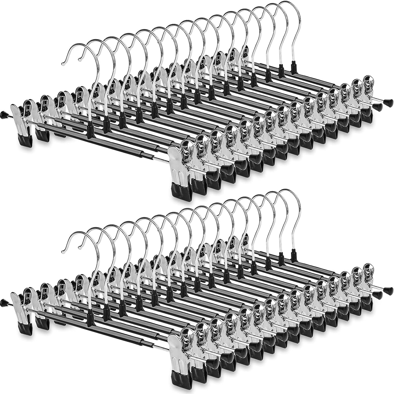 NORTHERN BROTHERS Pants Hangers with Clips, 30 Skirt Hangers with Clips  Stackable Plastic Space Saving Bulk Trouser Pack