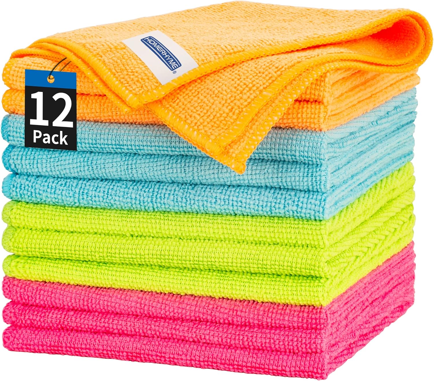 12 x 12 Microfiber Cleaning Cloths (50 Pack) - Reusable Towels