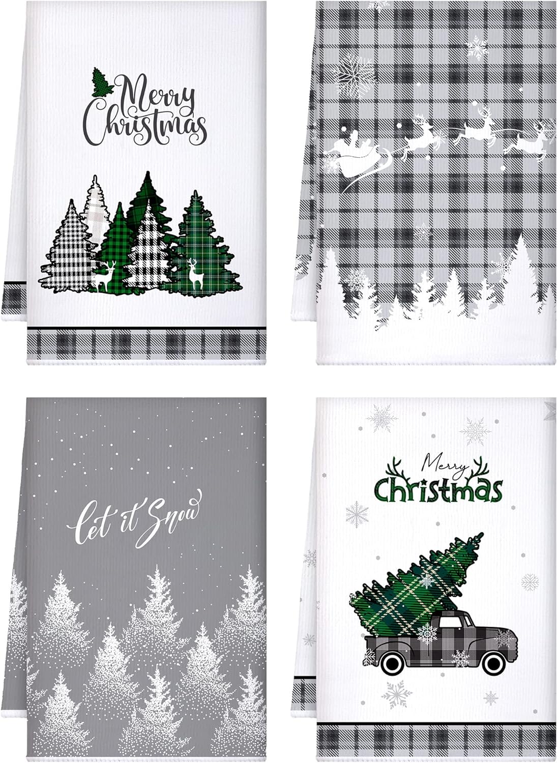 Christmas Kitchen Towels Buffalo Check Plaid Dish Towels Winter Truck Hand  Towels Farmhouse Tea Towels Housewarming Gifts Christmas Decoration for  Kitchen Holiday Xmas