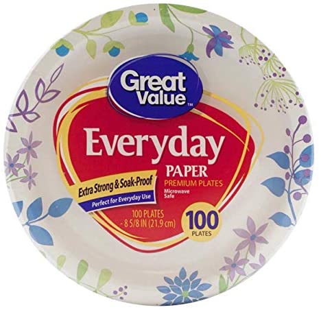 Great Value 8 5/8 Heavy Duty Premium Party Paper Plates, 100 ct