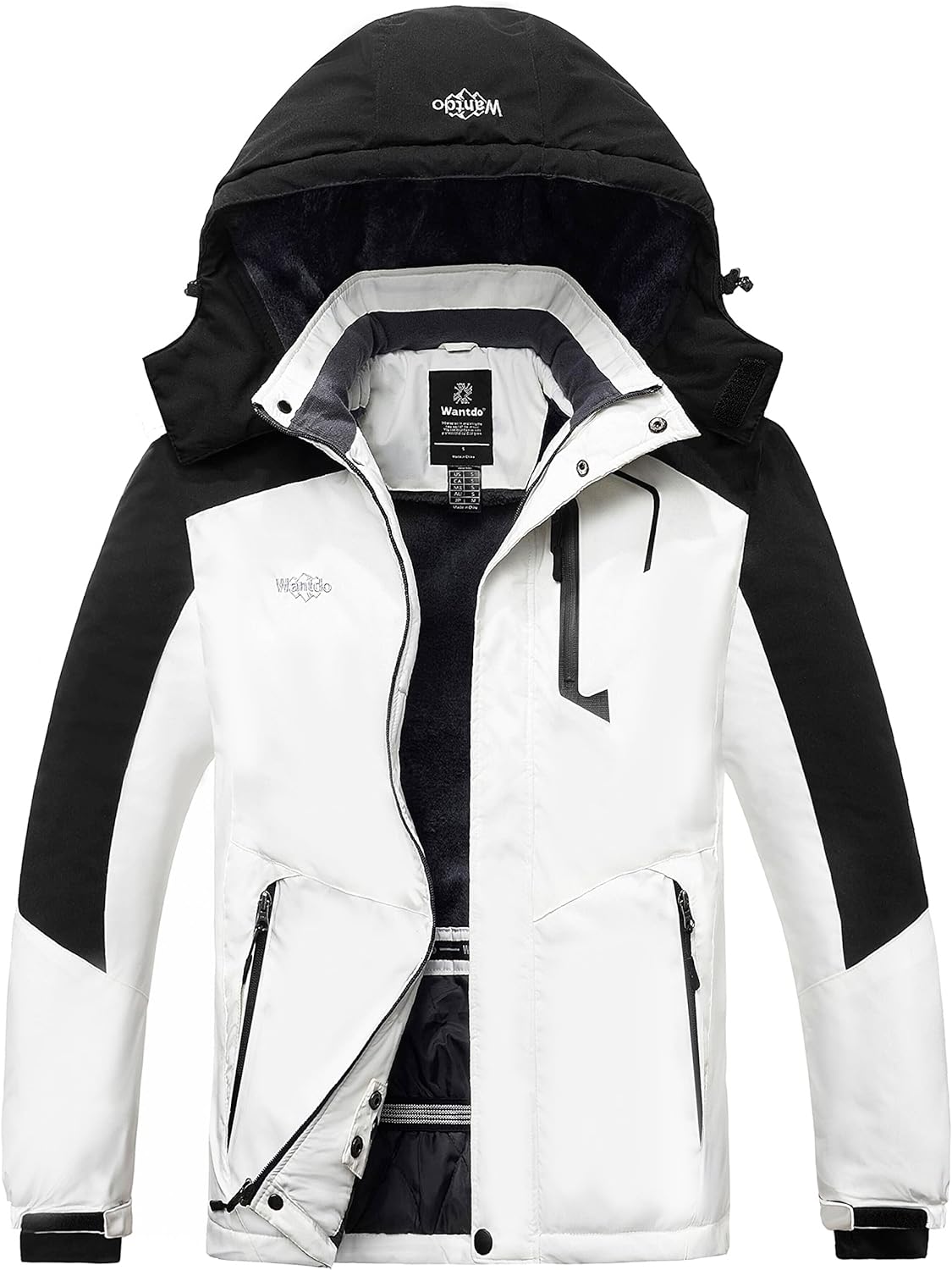 Wantdo Men's Waterproof Warm Ski Jacket Windproof Parka with Hood