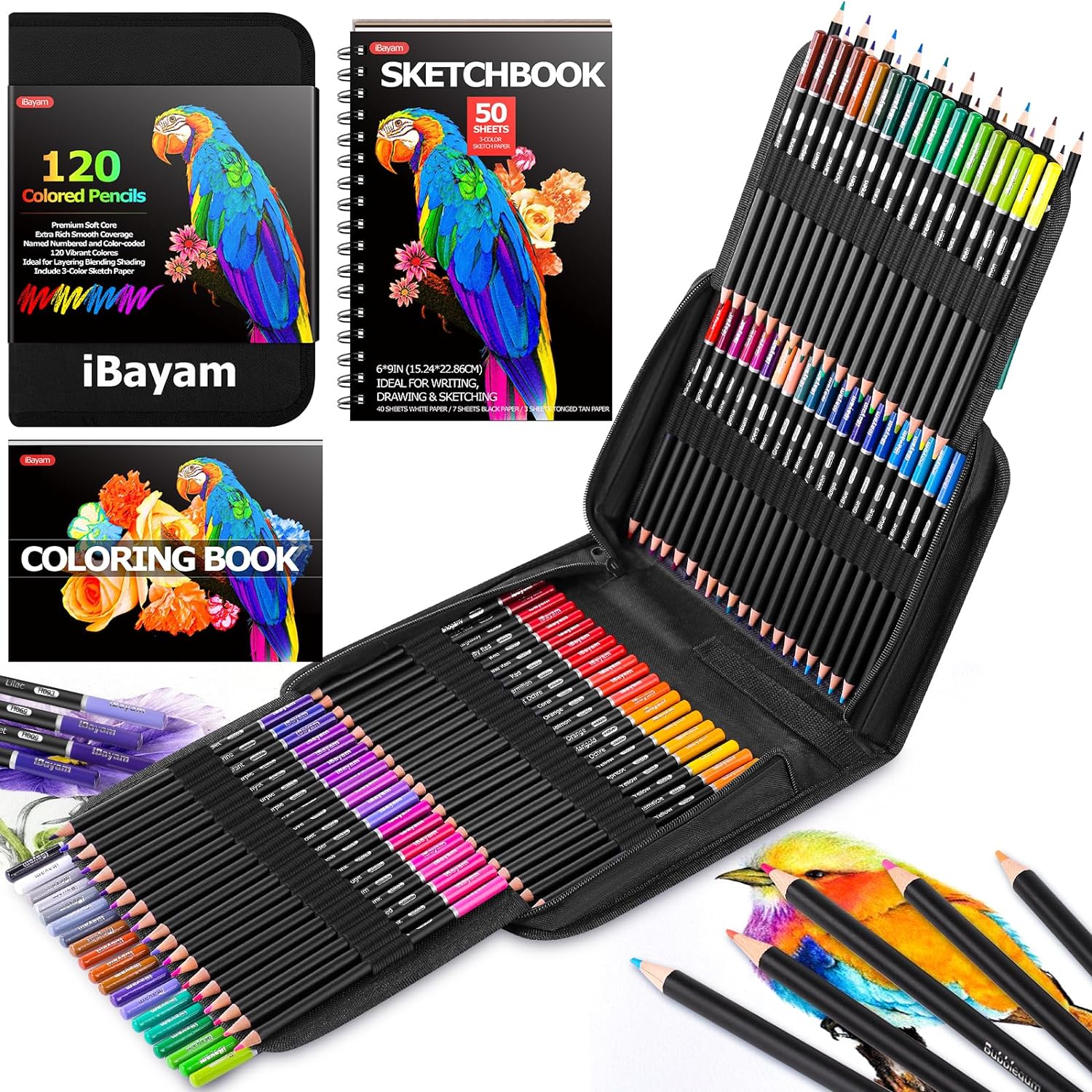  HIFORNY 130 Colored Pencils Set for Adults Coloring