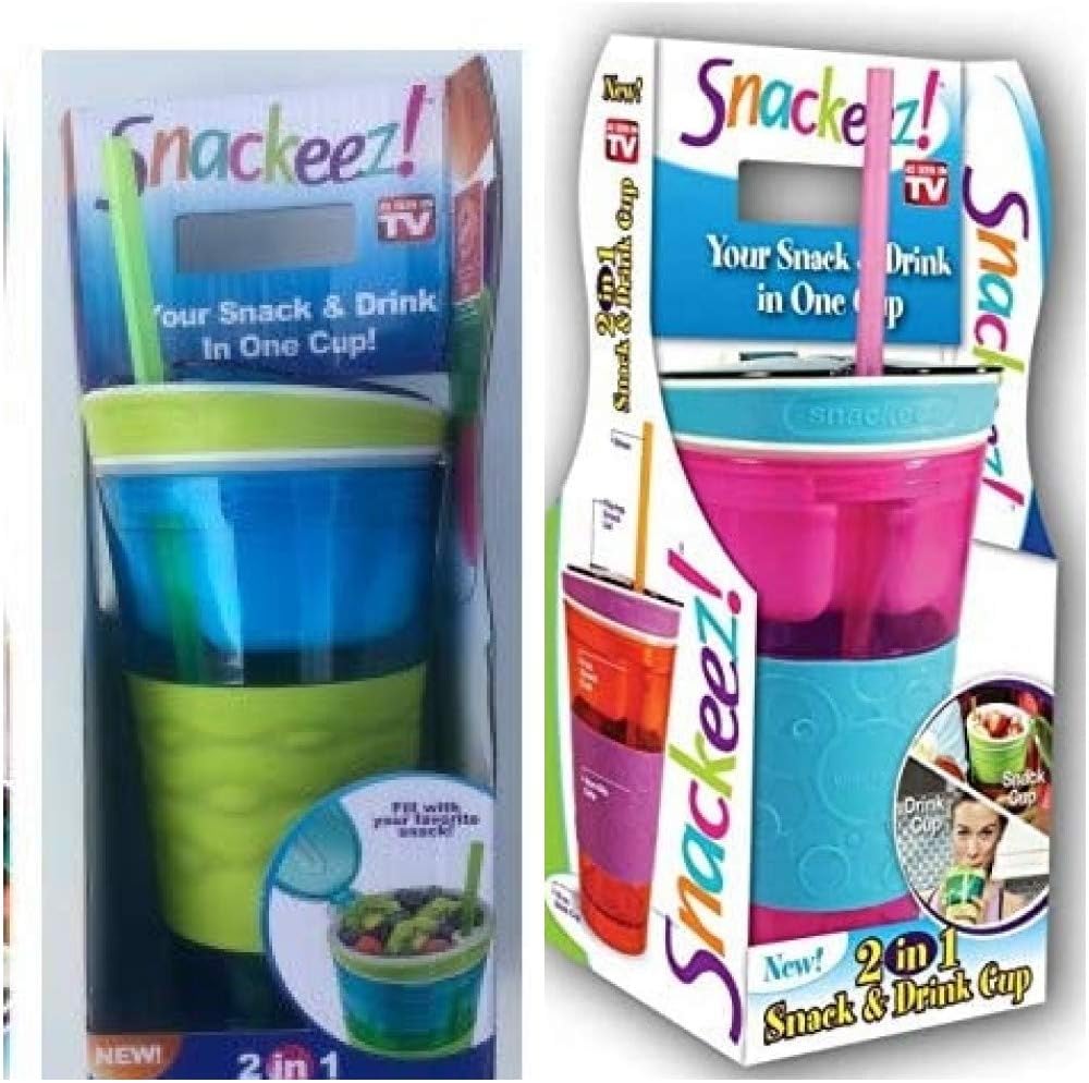 Snackeez Duo 30 Piece Plastic Snack and Drink Traveler Cup Set -  Disposable, Reusable, and Recyclable - As Seen on TV 