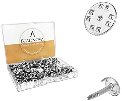 EBOOT Pack of 50 Tie Tacks Blank Pins with Clutch Back (Silver)