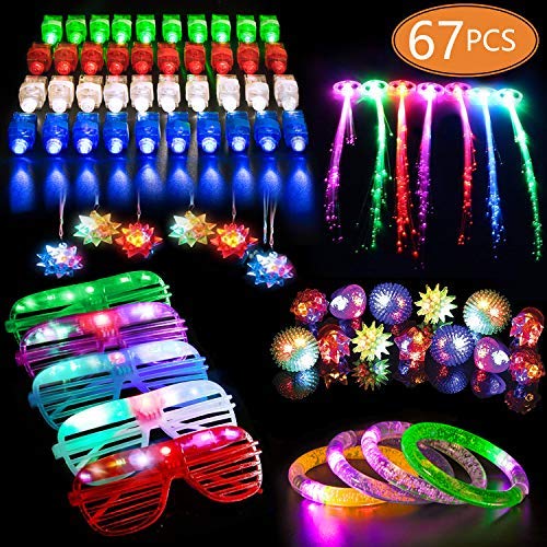 170 PCS Glow in the Dark Party Supplies for Kids, LED Light Up Toys Neon  Party Supplies with 30 Flashing Glasses, 100 Glow Sticks, 40 Finger Lights  Light for Adults Neon Glow