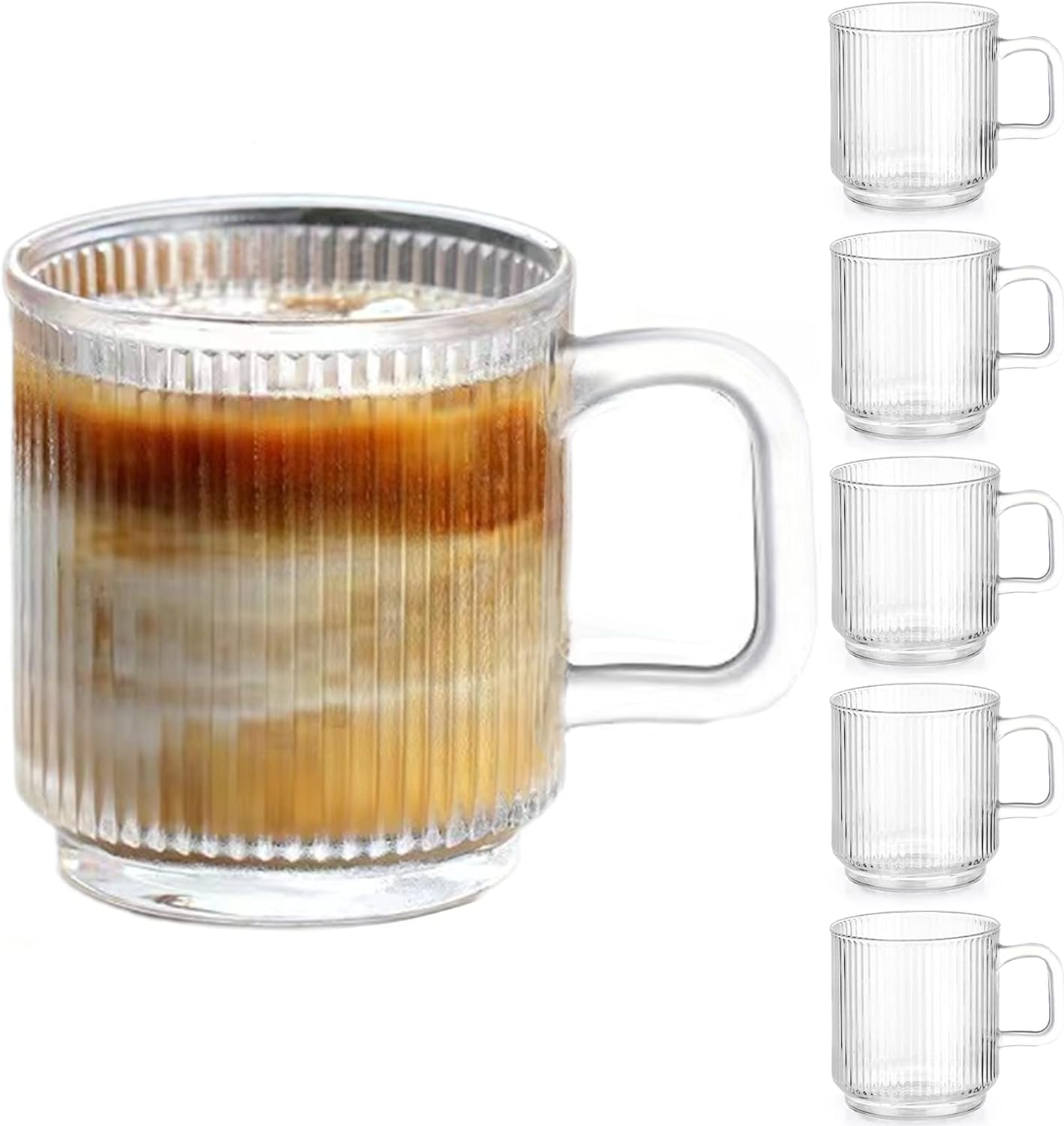 Liuruiyu Double Wall Glass Coffee mugs, (Set of 4) 12 Ounces-Clear Glass  Coffee Cups with Handle,Ins…See more Liuruiyu Double Wall Glass Coffee  mugs