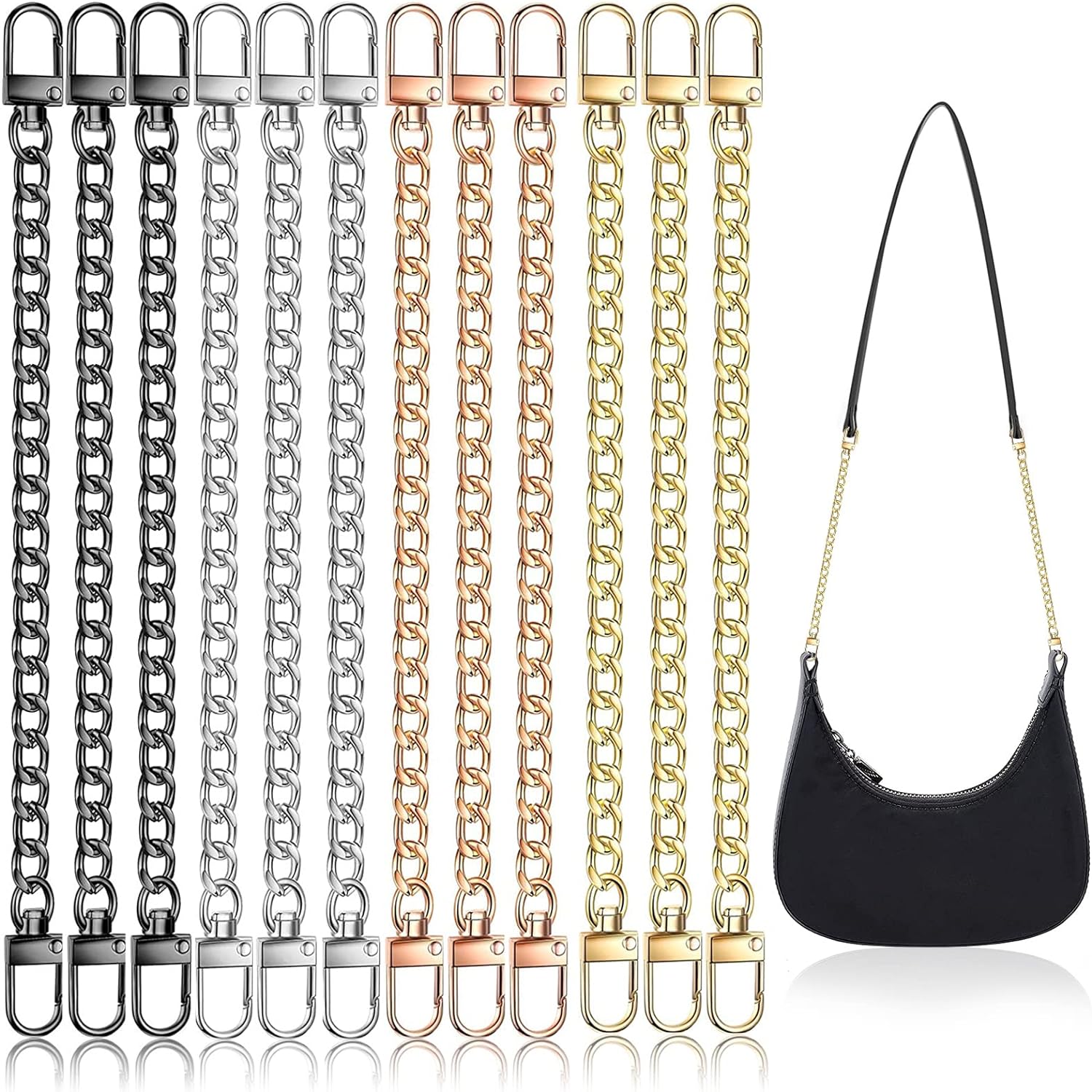  uxcell Purse Chain Strap, 24x0.24 Flat Chain Strap Handbag  Chains Accessories Purse Straps Shoulder Cross Body Replacement Strap(Gold  Tone)