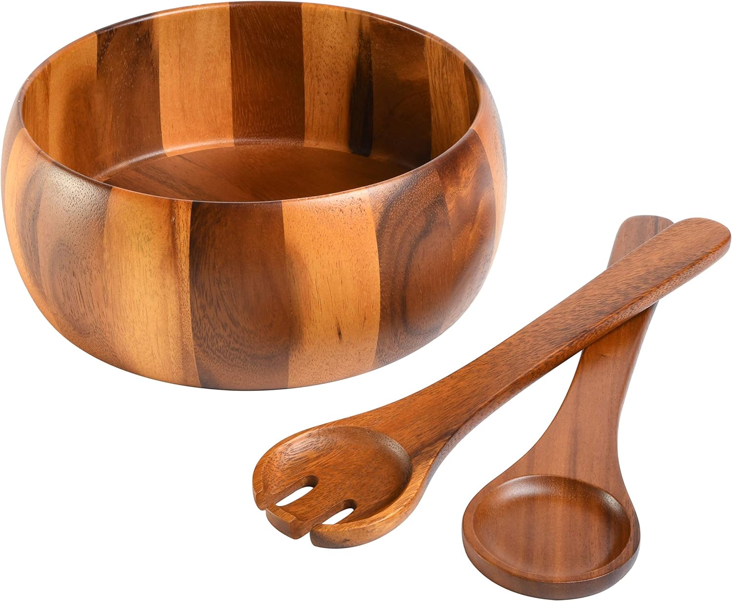 ECOHAGOU Large Salad Serving Bowl with Lid and Tongs, Bamboo Fiber