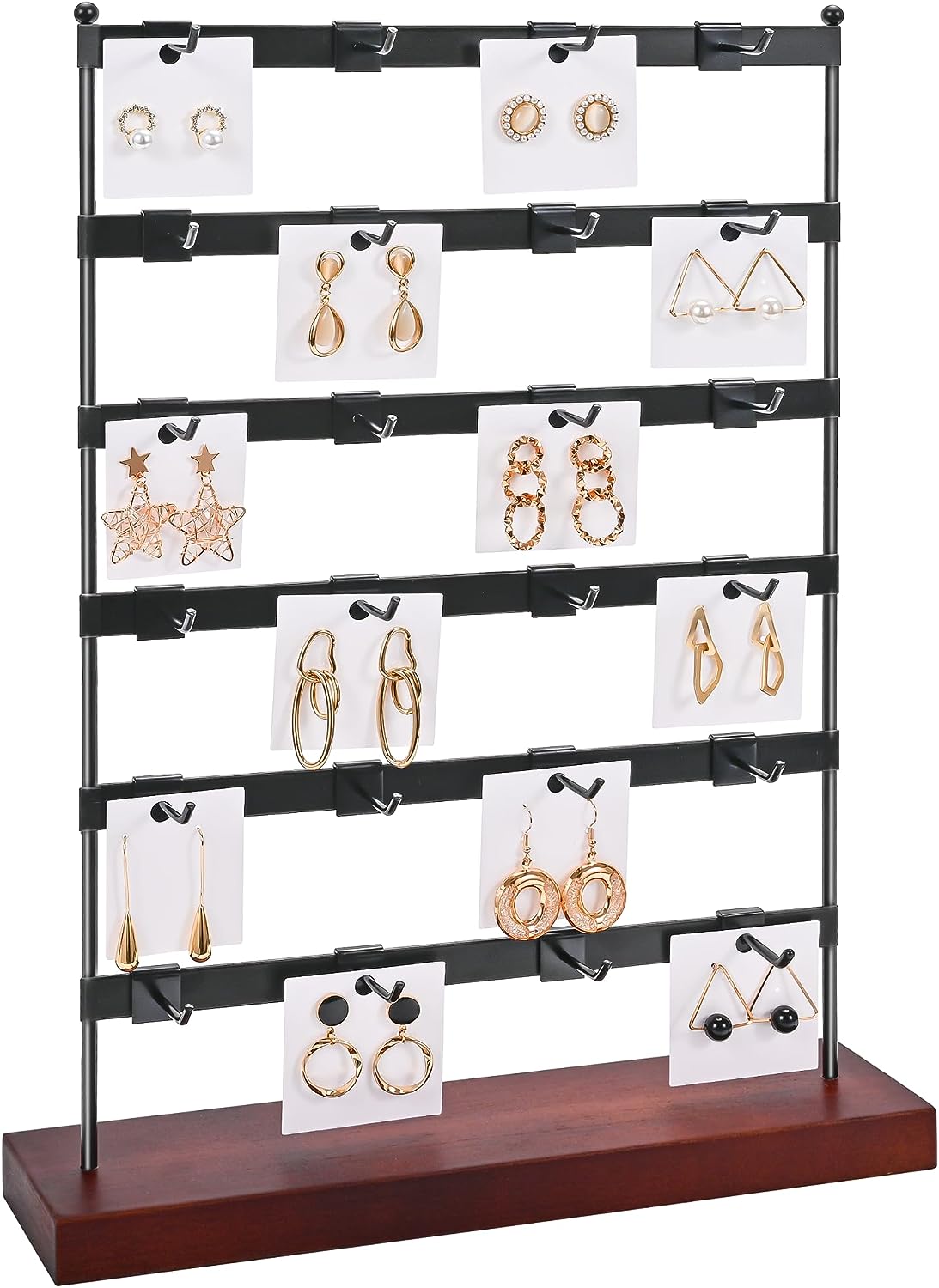 Exttlliy Retail Display Stand Store Display Rack 5 Tier Metal Spinning  Display Stand Rack with Wheels Keychain Display Rack with Hooks Jewelry  Socking