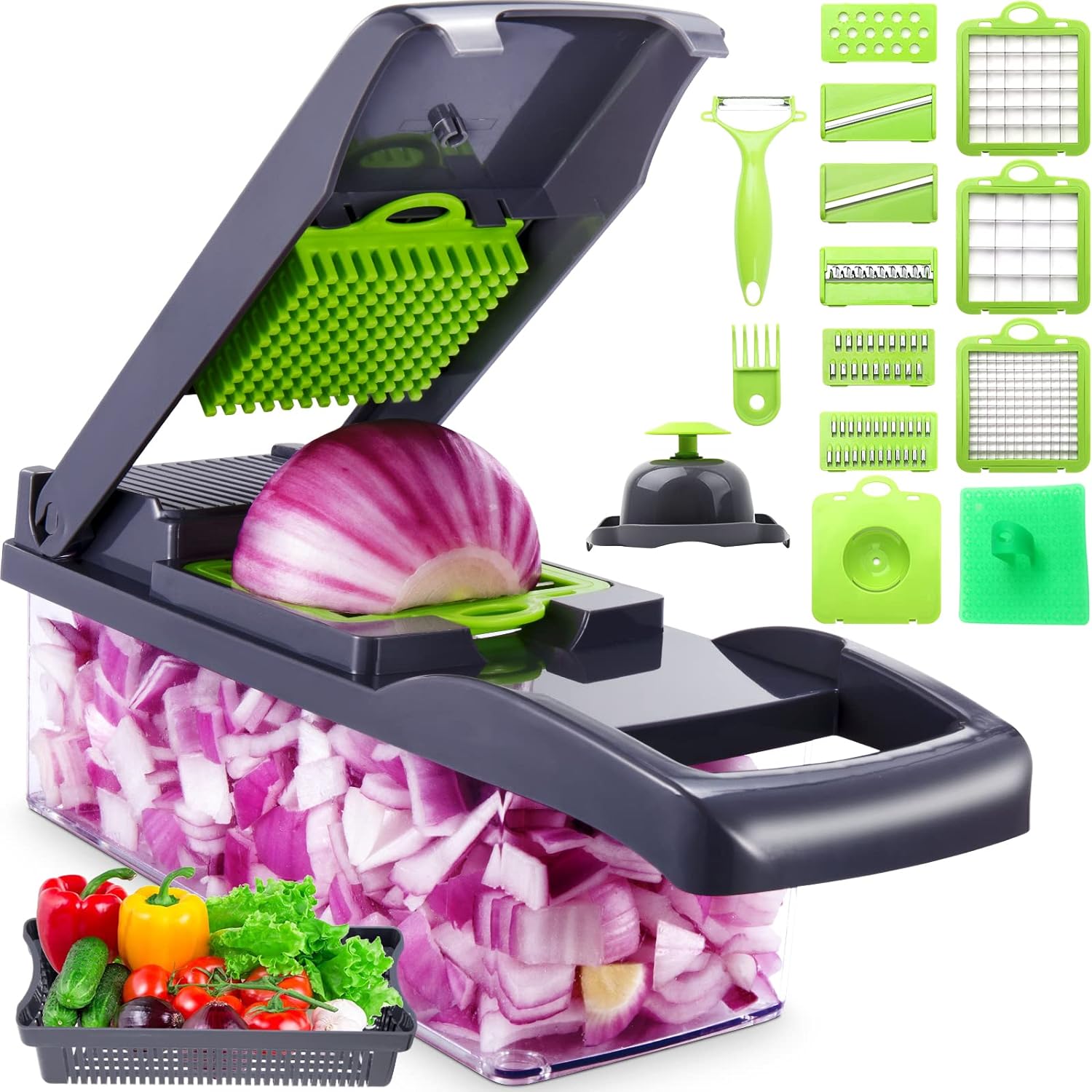 Mueller 4-Blade Onion Chopper, Vegetable Chopper, Grape Cutter, Egg and  Cheese Slicer with Container - Yahoo Shopping