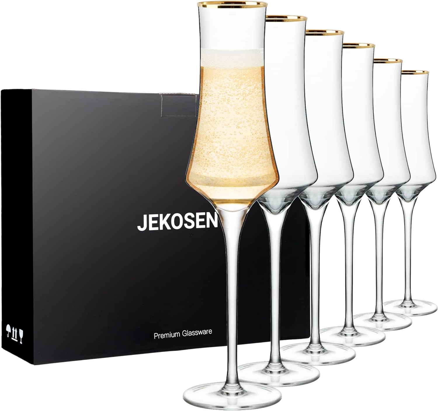 UMEIED Champagne Flutes Set of 12, 6 Oz Premium Glasses Transparent