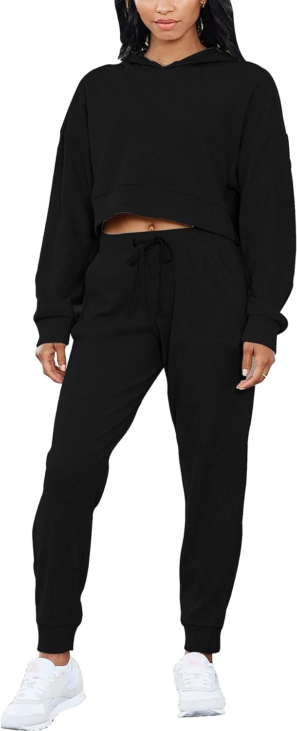 Fixmatti Womens Tracksuit Zip Up Hoodie Sweatsuits 2 Pieces Jogger Sets  with Pockets