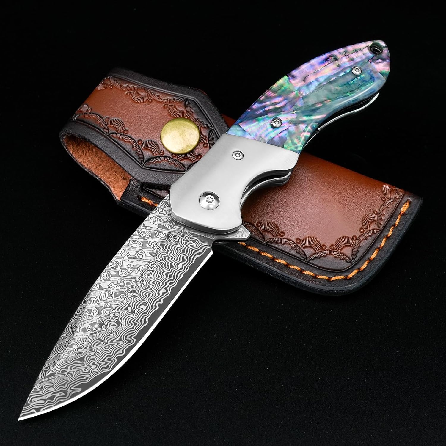 Chikashi (ちかし) Damascus Steel Knife With Abalone Handle