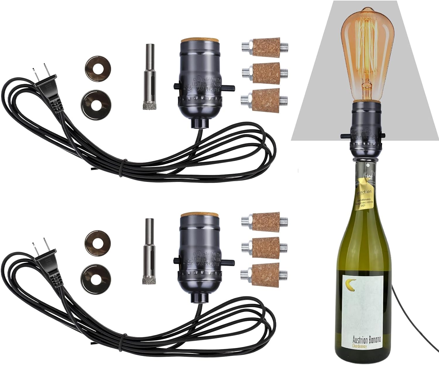 Bottle Lamp Kit DIY Lamp Kit with Lamp Parts Including 8 Ft Cord