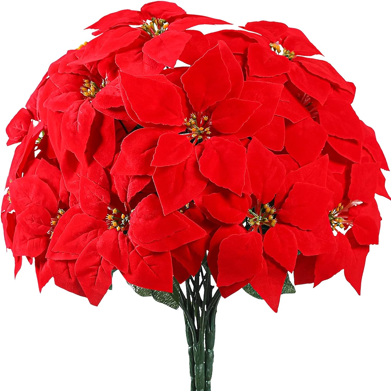  Dolicer 6 Pack Artificial Poinsettia Flowers Red