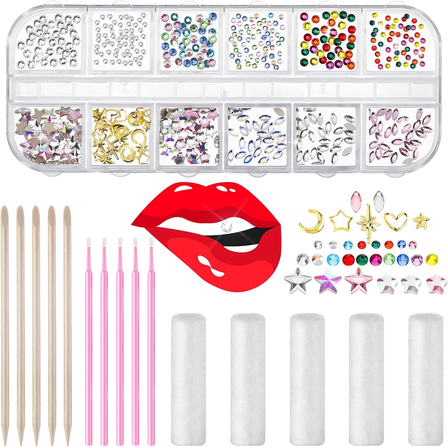 POPETPOP Teeth Jewelry Tooth Gems Kit Removable Tooth Ornaments Teeth  Diamond for DIY Tooth Decor Nails Decor 10pcs White