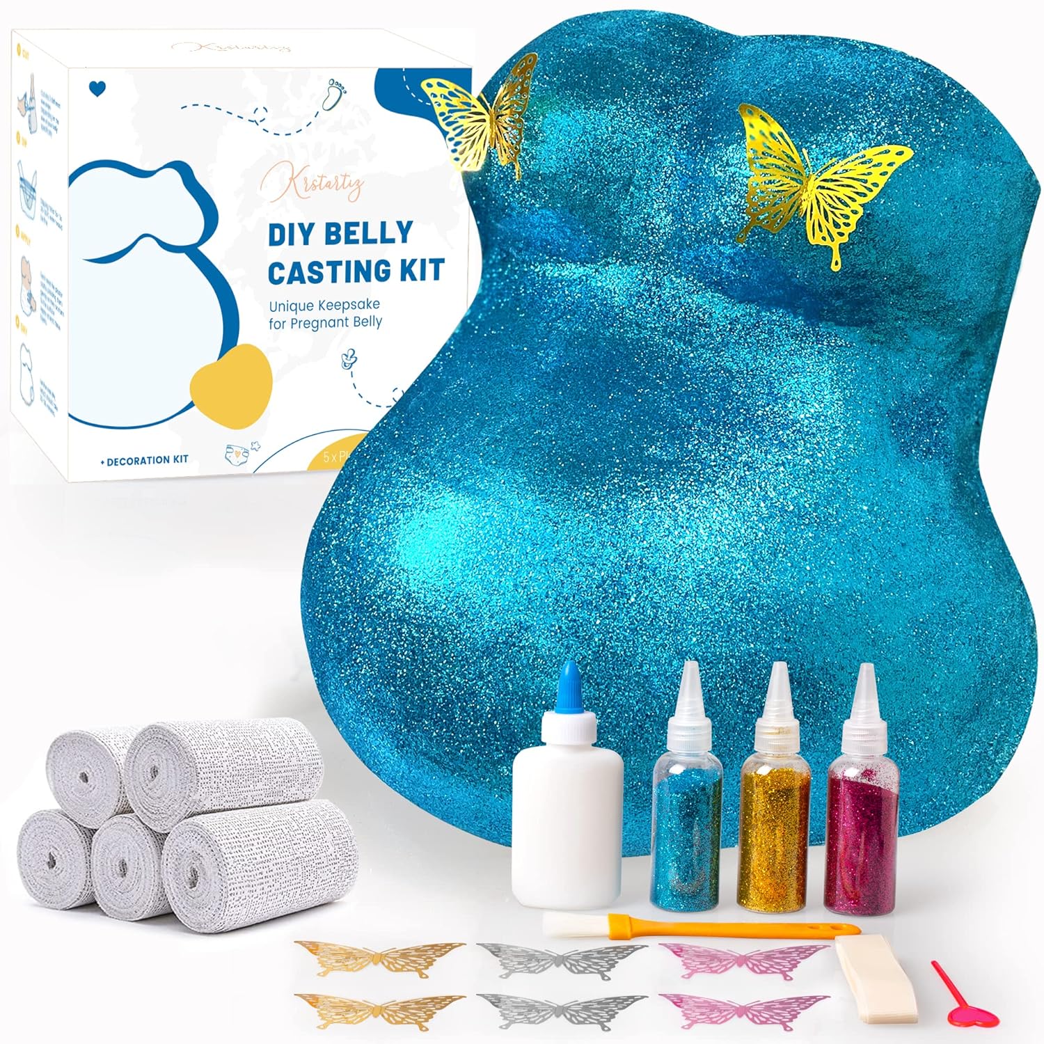 Belly Cast kit Pregnancy - Belly Molds kit Pregnancy and Baby Handprint  Footprint Product (Pregnancy Maternity 5 Rolls Plaster and 2 Bags Modeling