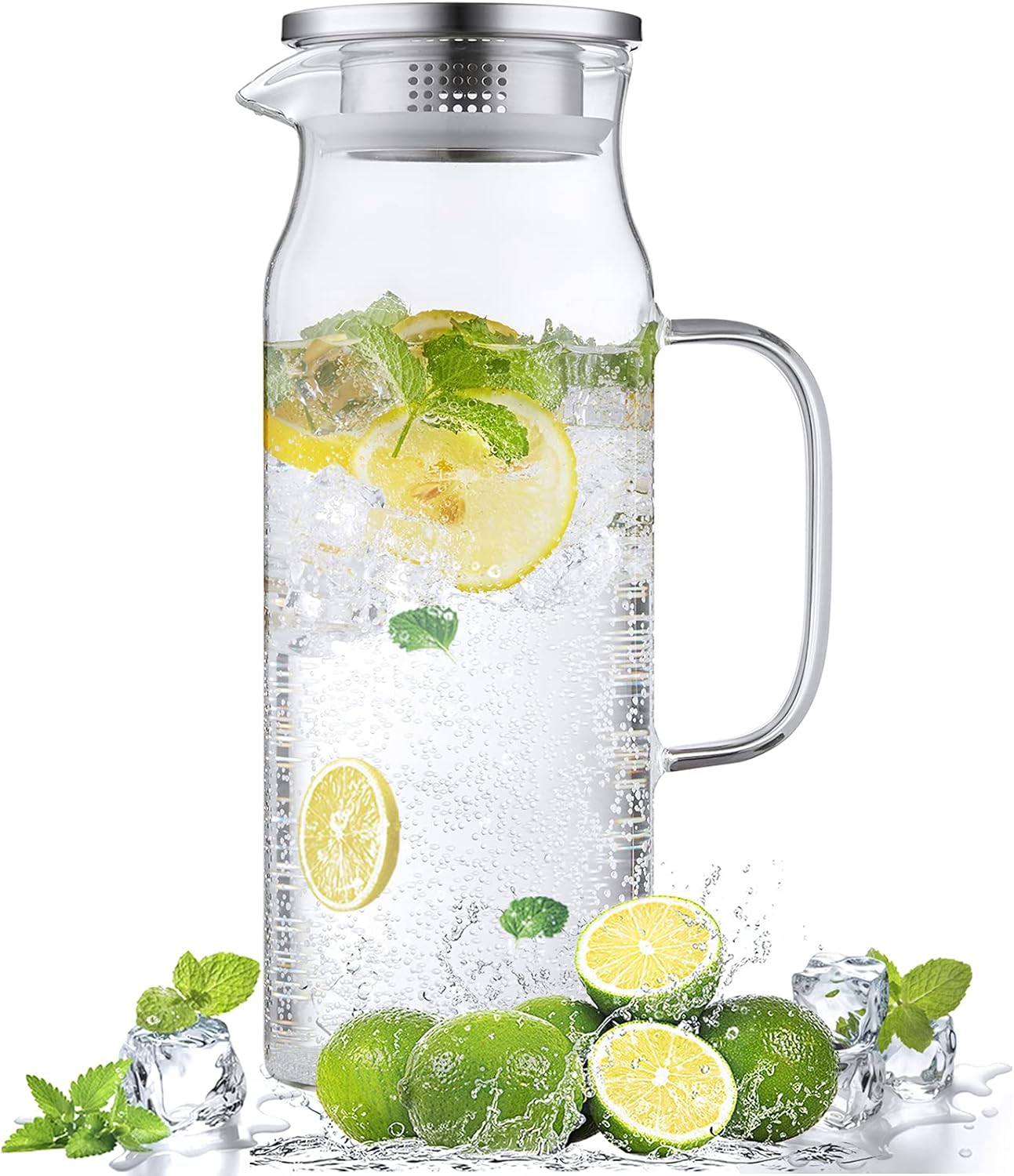  6 Pack Large 50 Oz Water Carafe with White Flip Top Lid, Clear  Plastic Juice Jar Containers, Mimosa Bar Beverage Pitcher BPA Free - for  Water, Iced Tea, Juice, Lemonade, Milk