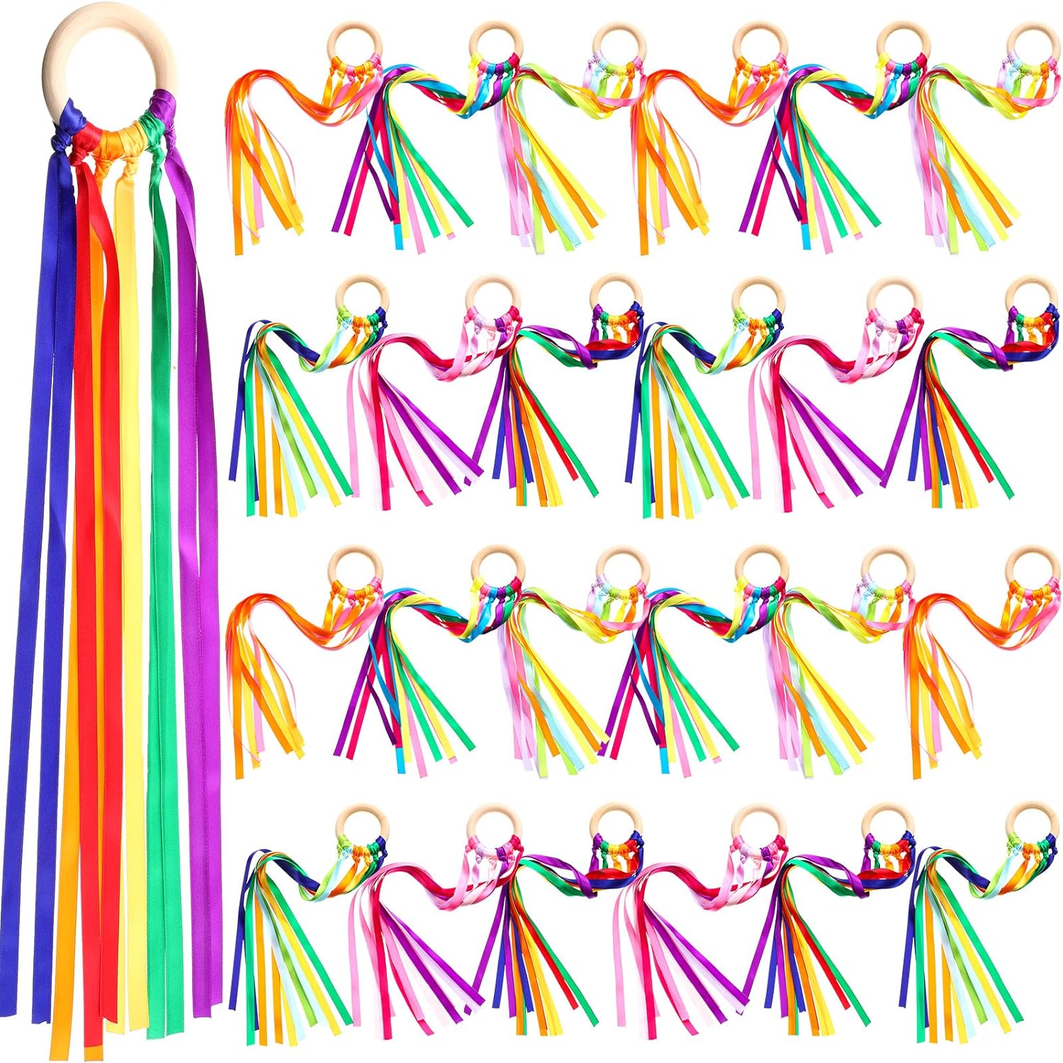  ORZIZRO Rainbow Dance Ribbons, 12PCS Rhythm Ribbon