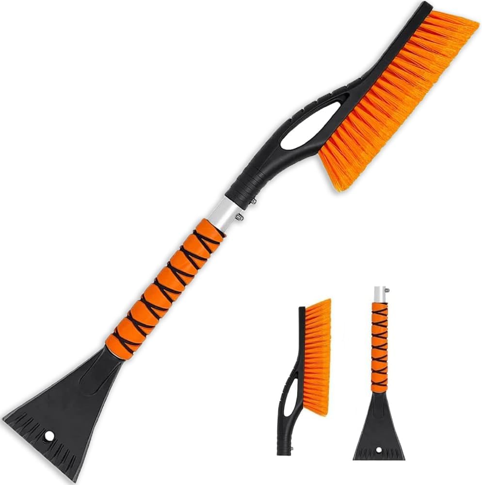 Rest-Eazzzy Snow Brush Extendable, 2 in 1 Ice Scraper for Car