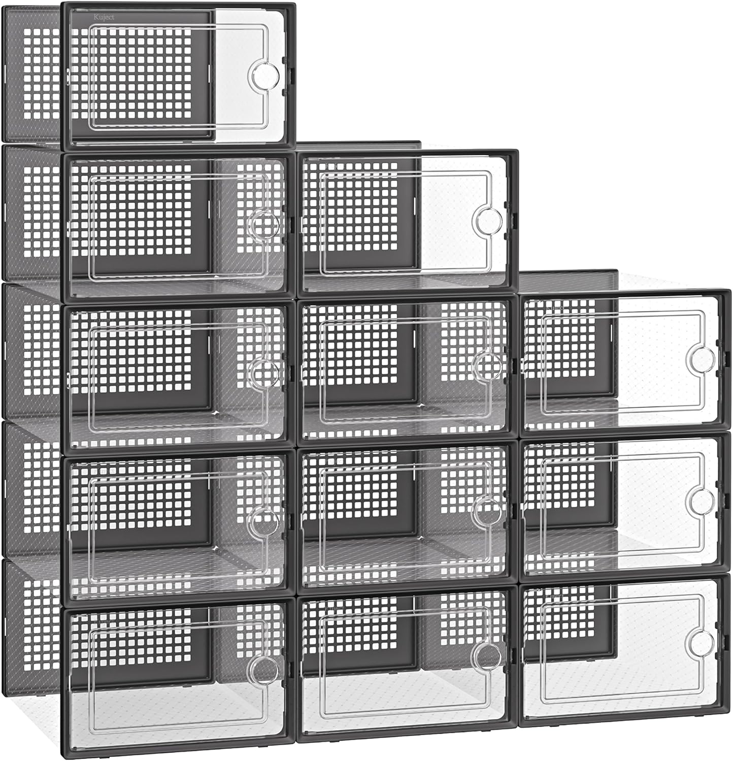 Clemate Shoe Organizer Storage Boxes for Closet 15 Packs, Clear Plastic  Stackable Shoe Storage Bins with
